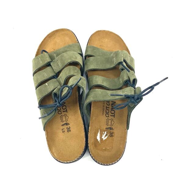 Naot Leather Strappy Sandals 36 Olive Israel - Picture 4 of 10
